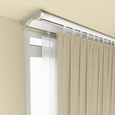 Silent Double Curtain Track Ceiling Mount 6Ft 8Ft 10Ft 12Ft 15Ft White Aluminum