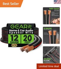 12 Gauge Speaker Wire, Speaker Cable 20ft for Car Audio, Home Theater, CCABlack