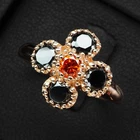 Boutique Floral Sunset Orange Sapphire 925 Sterling Silver Rose Gold Ring Size 7