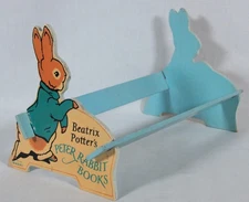 EXTREMELY RARE 1950S VINTAGE PETER RABBIT WOODEN TABLETOP BOOK HOLDER / RACK GVC