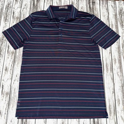 G/FORE Golf Polo Shirt Striped Blue/Red Men's Medium Performance Stretch G4