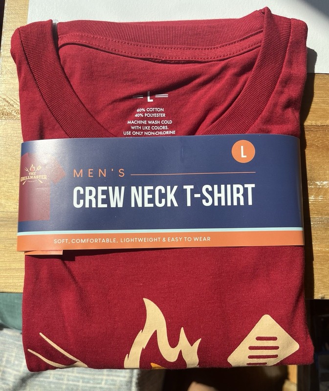 Men’s The Grillmaster T-Shirt Size Large – Funny BBQ Crew Neck Tee