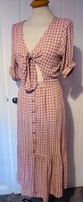 Faithfull The Brand Maple Midi Dress, "Emilinah Check" pastel Size Uk 6