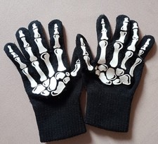 Kinderhandschuhe Handschuhe Fingerhandschuhe Schwarz Knochenmotiv