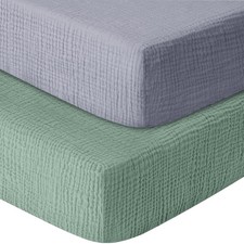 Muslin Crib Sheets for Boys Girls 100 Cotton Fitted Baby Crib Sheet 2 Pack S...