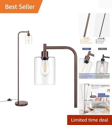 Industrial Floor Lamp with Hanging Glass Shade Oil Rubbed Brown Farmhouse Ind...
