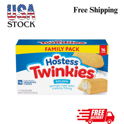 Hostess Twinkies Snack Cakes, Golden Sponge Cake with Crème Filling, 21.73 oz Bo