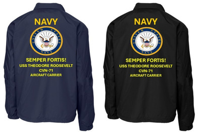 NAVY*USS THEODORE ROOSEVELT CVN-71*CARRIER*COACHES JACKET. NAVY OFFICIAL LICENSE