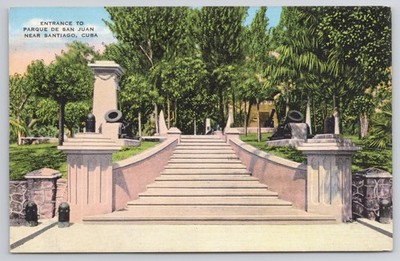 Postcard Entrance to Parque de San Juan Near Santiago Cuba Made in USA