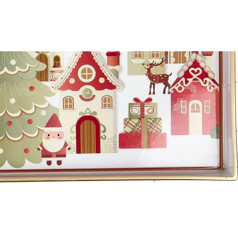 Vassoio Cabaret Natale 34x19 cm BRANDANI Villaggio in Festa Rettangolare Dolci, fotografia 5 di 9