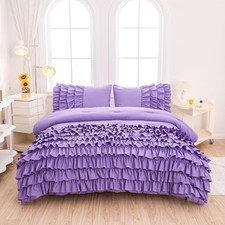 Girls Comforter Set Queen, Lavender Ruffle Bedding Set Queen, Girls Purple