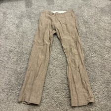 Bar III Men's Slim Fit 30x32 100 Linen Pants Brown Flat Front Dress Trousers