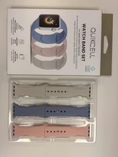 Watch Band Set for Apple Watch 38/40/41mm   3 Silicone Band Pink, Blue  Gray 
