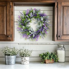 Artificial Lavender Wreath Holiday Gift Greenery Leaves for Home Office Wall