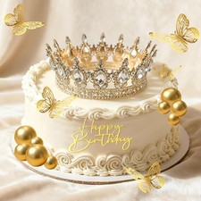 37pcs Décoration Gateau Anniversaire avec Couronne Princesse Dorée - Deco Gat...