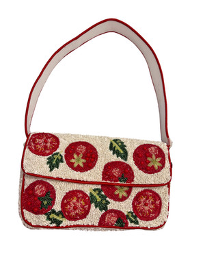 Handcrafted Beaded Handbag India Tomato Design NEW with Tags Boho