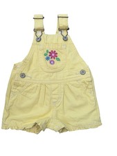 Vintage OshKosh B gosh Yellow Shortalls 9M Floral Embroidered Bubble Overalls