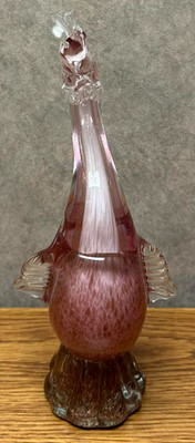 Vintage Fratelli Toso 11'' Pink Avventurina Murano Glass Duck With Wings