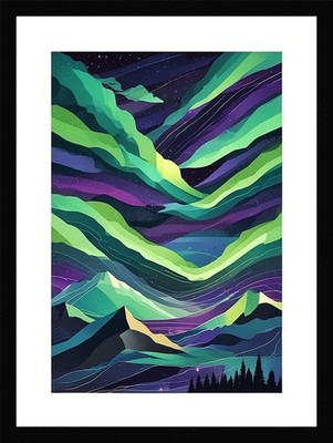 Bold Northern Lights Framed Wall Art Poster Canvas Print Picture