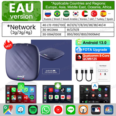 Android 13 Carlinkit Android Auto Wireless Carplay AI TV Box QCM6125 8-Core Spli