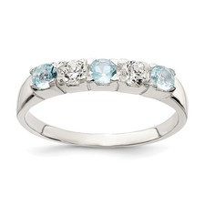Sterling Silver Light Blue  White Cubic Zirconia Ring Size 7