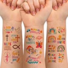 Christian Temporary Tattoos - 200 PCS Color Christian Bible Verse Tattoos, Ra...