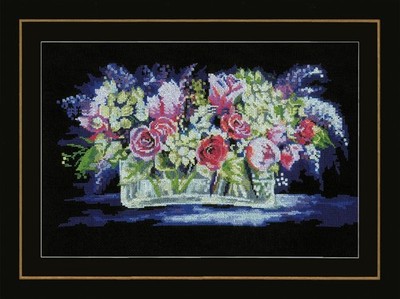 Lanarte: Kreuzstich-Set gezählt: Rosen und Flieder: 40 x 24 cm