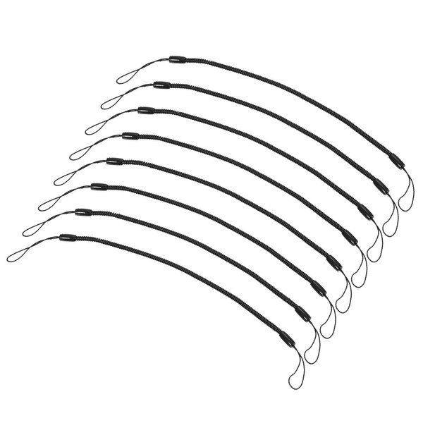 SchlüSselband Mit Spiralband,Aus Kunststoff,Einziehbar,8 Zoll,Schwarz,8 StüCk-image