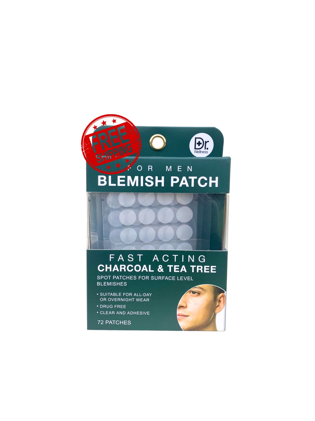 Dr. Wellness Fast Acting charcoal & Tea Tree Blemish Patches for Men -72 Patches