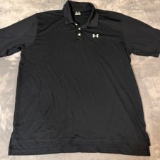 Under Armour Mens XXL Black Short Sleeve Performance Golf Polo Shirt Logo 4945