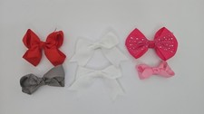 Girls' Fabric Bow Hair Clips Set, Red, Pink, White,Gray, One Size CODE072