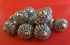 Handmade Ceramic Drawer Knobs Black Taupe White VTG Cabinet Pulls Set of 12