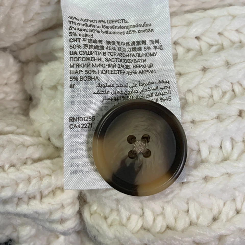 H&M Chunky Knit Sweater Small Cropped Poly Acrylic Wool Blend Cozy Retro Y2K - Image 4 of 4