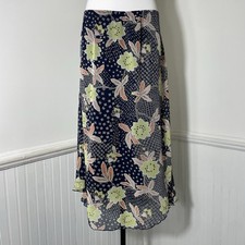Sag Harbor - Black Blue Yellow Floral Mesh Midi Maxi Skirt Size 12