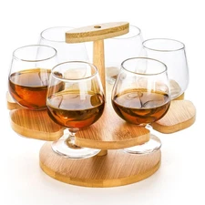 ZOOFOX Whiskey Tasting Set 7 Pack with Tray | Home Bar Gift for Men | Brandy ...