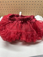 Red Tutu Skirt Little Girls 6/9 Months Elastic Waist Bow Layered Tulle