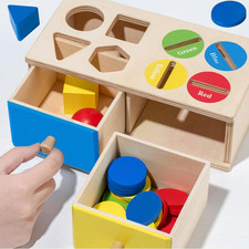 Montessori Toys for 3 4 5 Year Old - Shape Sorter Matching Color Sorting Recogni