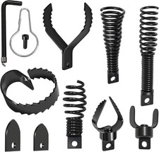 9 PCS Drain Snake Drill Attachment,Drain Cleaner Combination Cutter Head,Root Cu