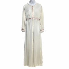 GILEAD Vintage 60s 70s long chiffon flower embroidered nightgown Size 34 M