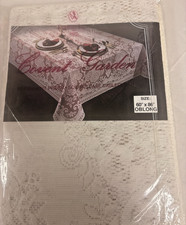 White Tablecloth Convent Garden 60"x 86" Oblong Permanent Press Made in USA