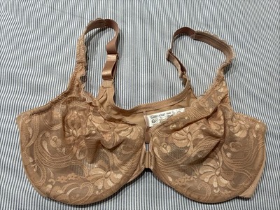 Glamorise 40C Front-Closure Lace Wonder Wire Bra Underwire Cafe Nude 9245