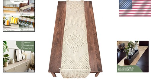 Handmade 120-Inch Macrame Runner – Vintage Tassel Table Decor for All Occasions - Picture 2 of 9