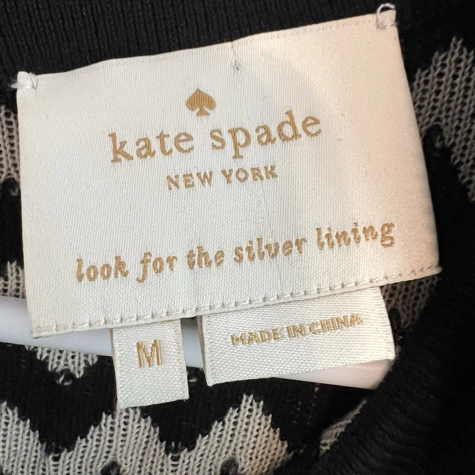 Abito Frankie Kate Spade senza maniche in maglia chevron taglia M nero marrone elasticizzato portachiavi