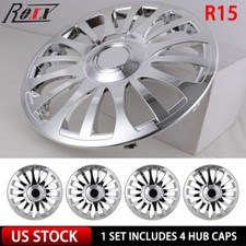 New Snap On Hub Caps 15 Set Of 4 Chrome Wheel Covers Fit R15 Tire Steel Rims