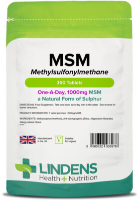 Msm (methylsulfonylmethane) 1000mg 360 Tablets Organic Form Of Sulphur