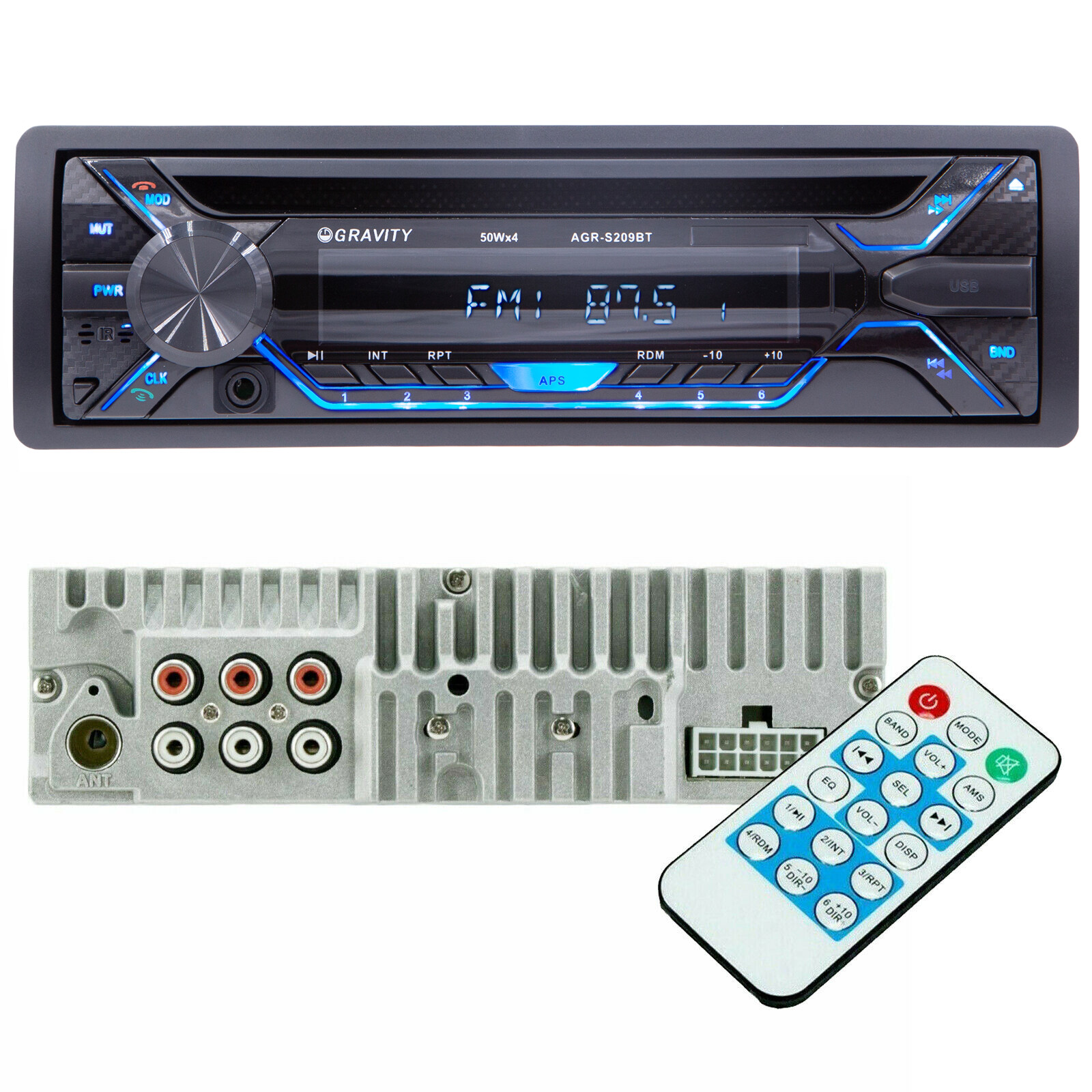 Gravity 200 Watts AGR-209BT CD / MP3 Car Audio Receiver w/ USB, SD, Bluetooth