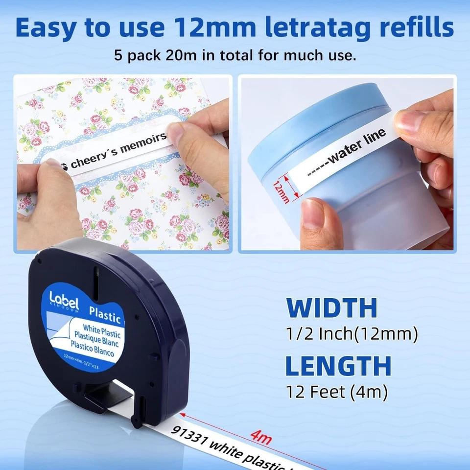 Совместимая пластиковая белая этикеточная лента Dymo LetraTag Refill 91331 12 мм 10 шт. - Изображение 4 из 4