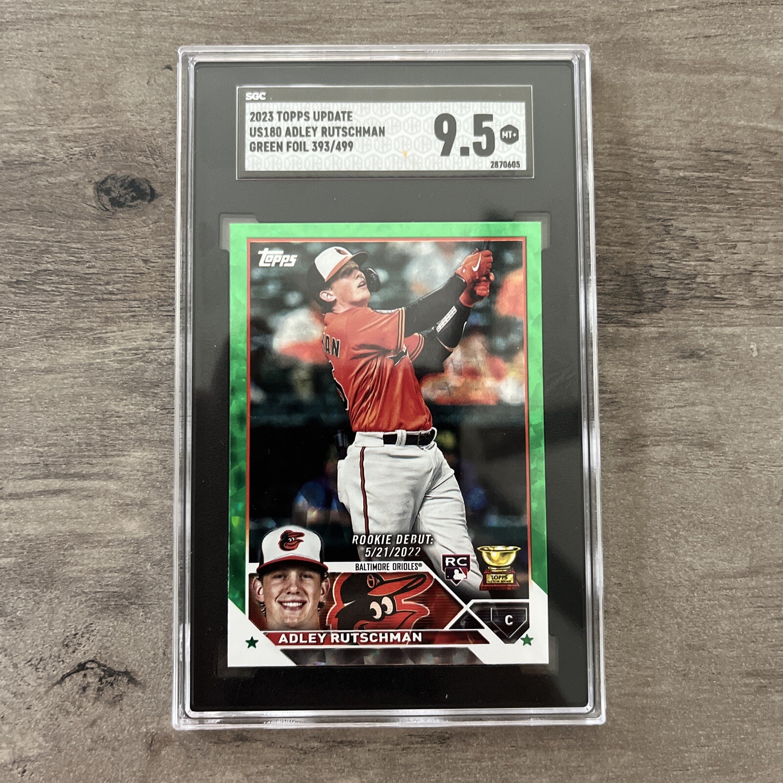 2023 Topps Update Adley Rutschman Green Foil /499 US180 SGC 9.5 Orioles