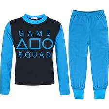 Kids Girls Boys Blue Game Squad Cosplay Pyjamas Sleepwear PJs 2 Piece Set