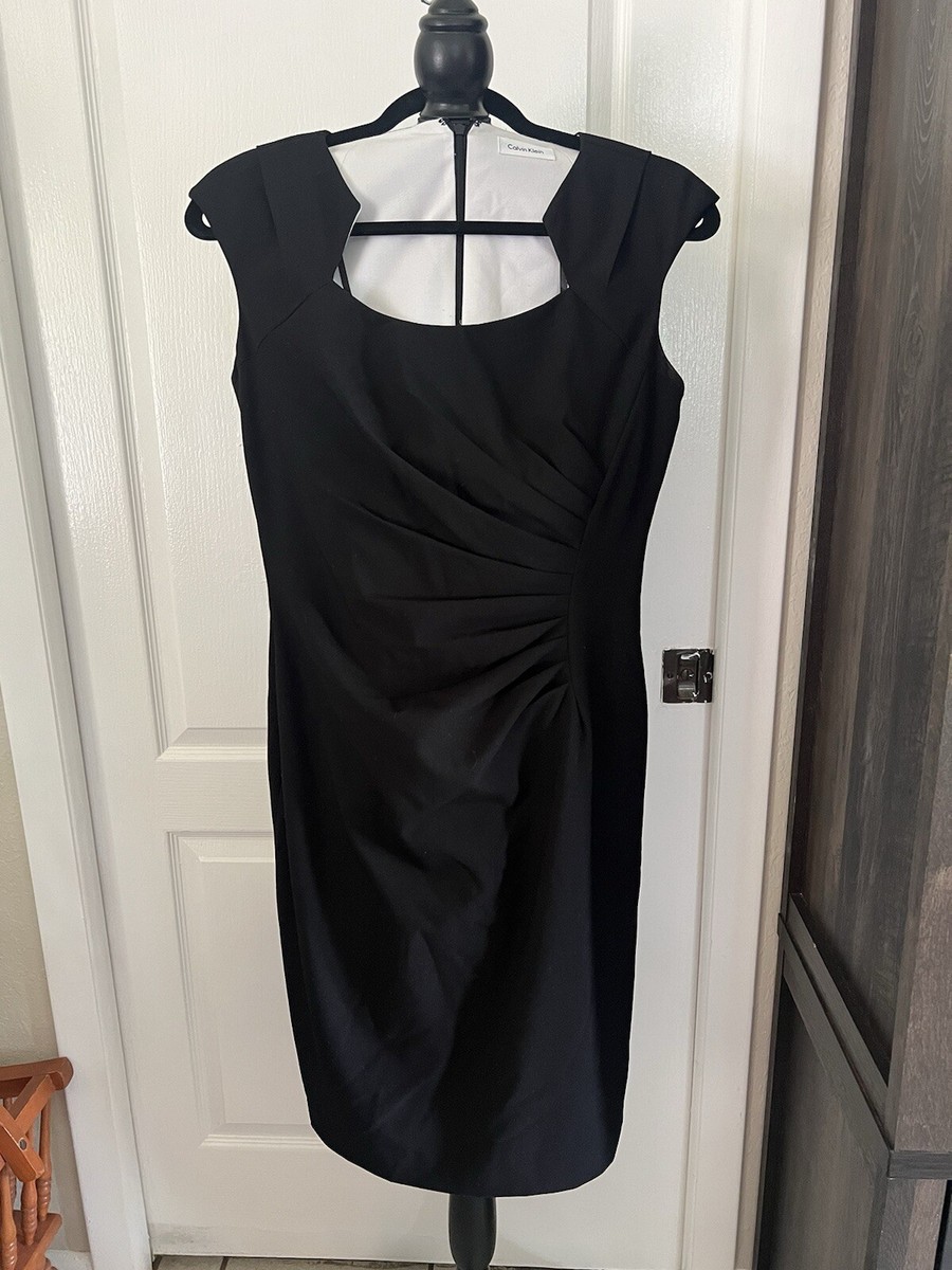 calvin klein black bodycon dress Cap Sleeve Sheath Midi bf2025 Vintage White Strapless Lace Taglia:0 Dry clean only.
